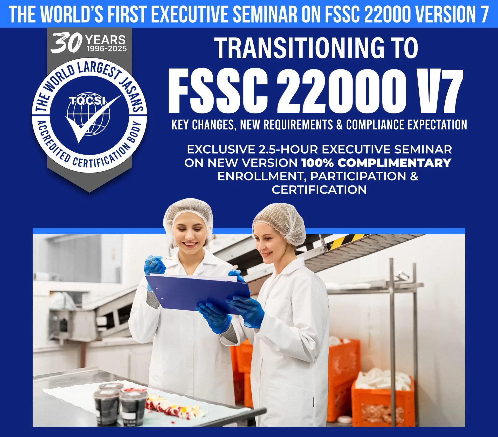 FSSC 22000 V7 Seminar - Fssc 22k V7 Flayer Tqcsi V3 Header - TQCSI Arabia ISO Certification Body I ISO 9001 45001 ISOIEC 27001 14001
